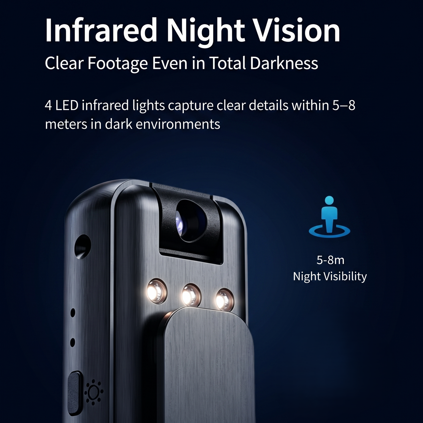 4K Portable Clip-On Body Camera with Night Vision