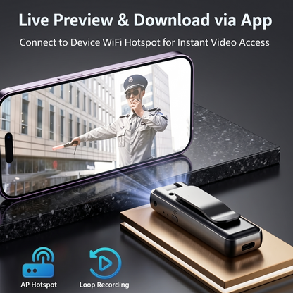 4K Portable Clip-On Body Camera with Night Vision