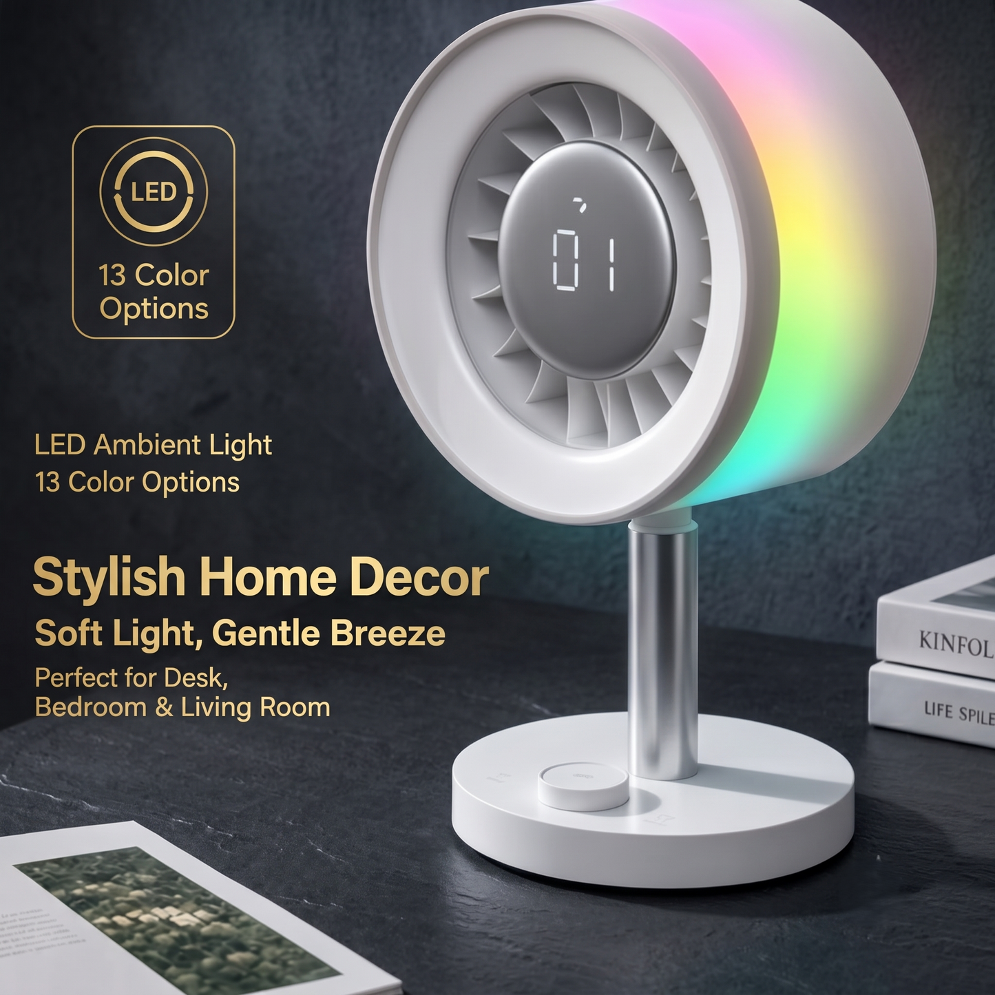 Silent RGB Ambient Light Desktop Circulation Fan