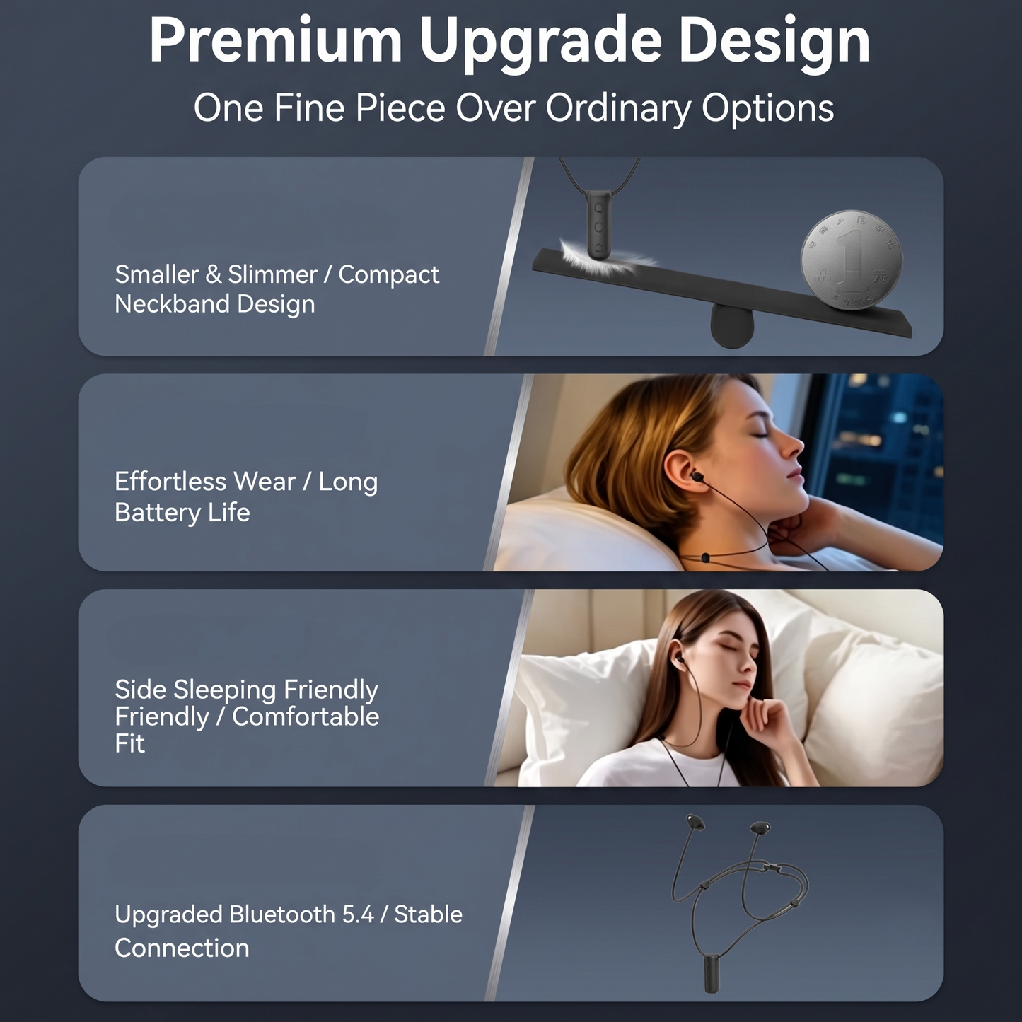 Sleep-Friendly Neckband Earbuds with Lanyard Design