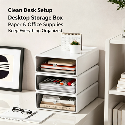 Stackable Desktop Drawer Organizer with Clear Fronts