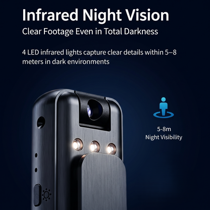 4K Portable Clip-On Body Camera with Night Vision